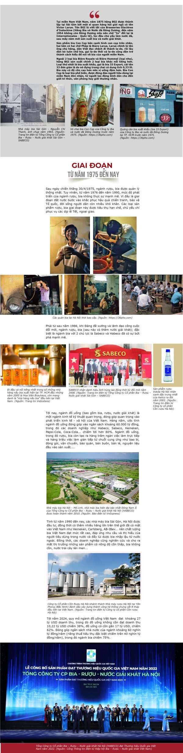 Sơ lược lịch sử hình thành và phát triển ngành rượu - bia Việt Nam